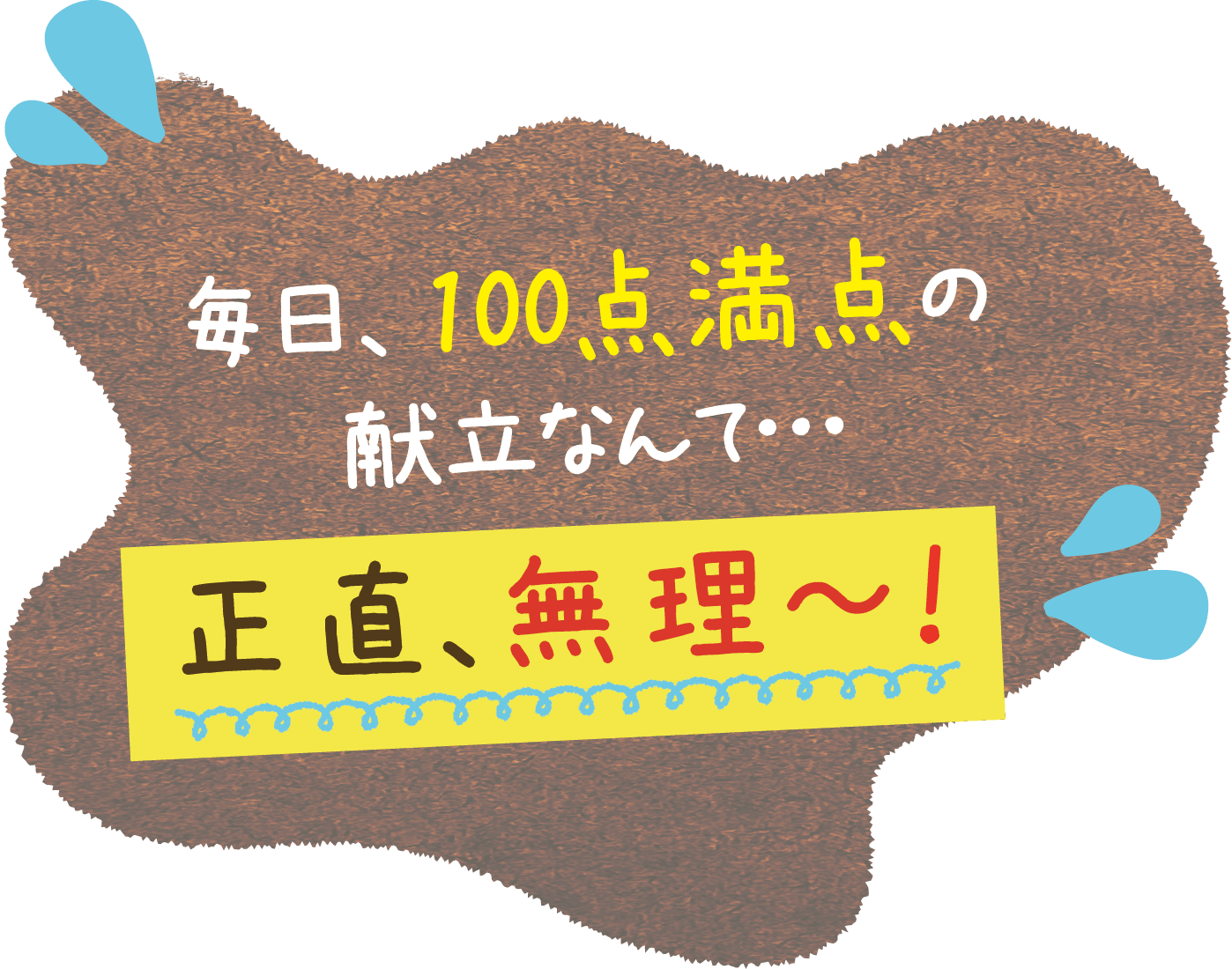毎日、100点満点の献立なんて… 正直、無理～！