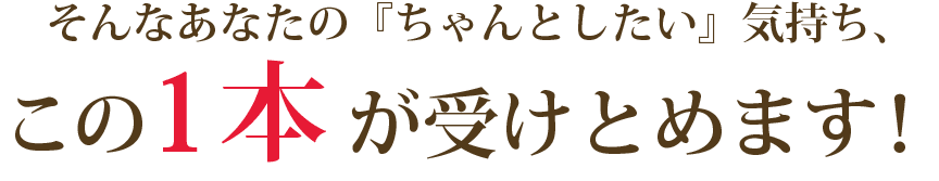 そんなあなたの「ちゃんとしたい」気持ち、この1本が受けとめます！